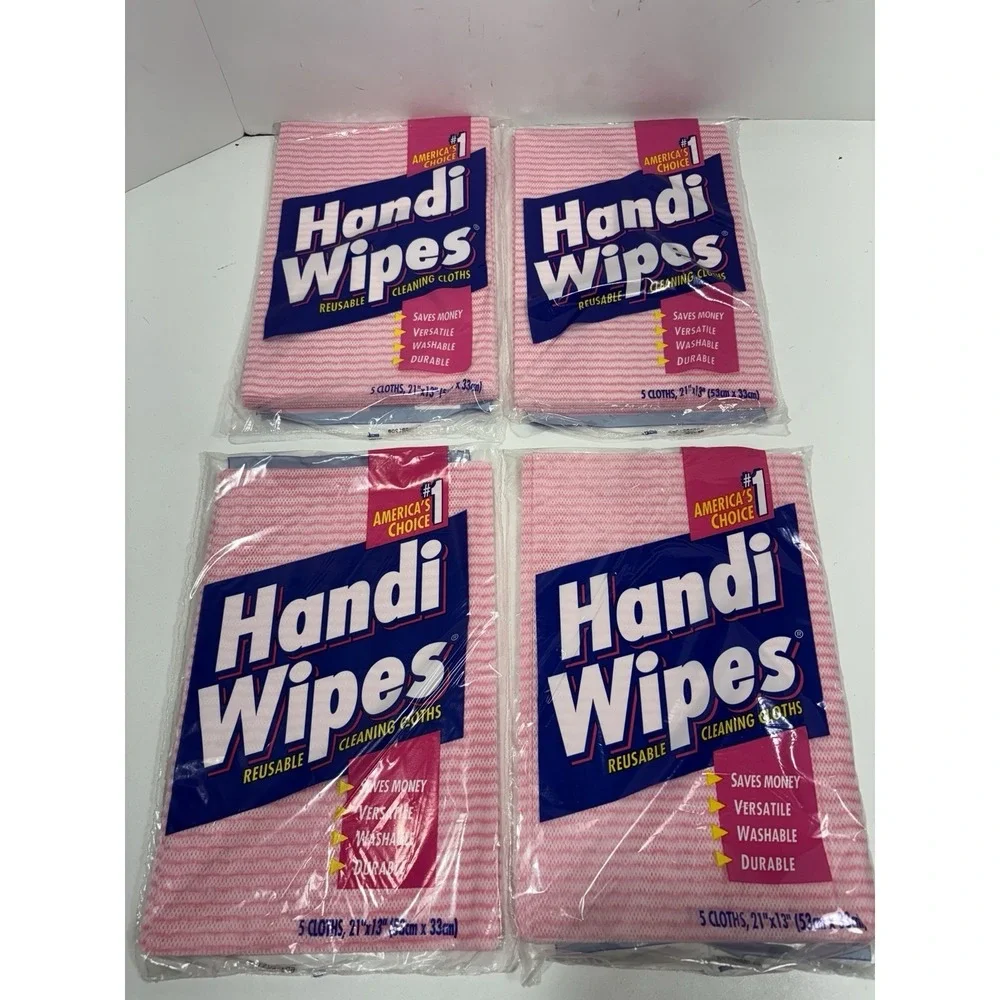 VINTAGE Handi Wipes Lot Of 4 Reusable Multi-purpose Cloths Pink 5 Pk Each New!
